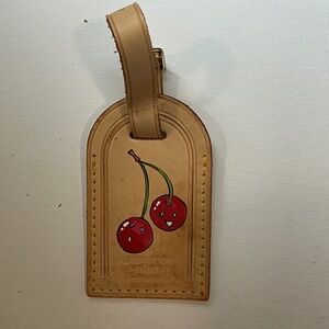 Louis Vuitton Leather Tag with hand painted Cherries